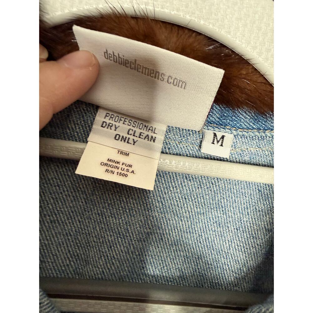 Jacket Happy by Debbie Clemens blue and brown cow hide denim‎ jacket fur lined - Picture 3 of 14